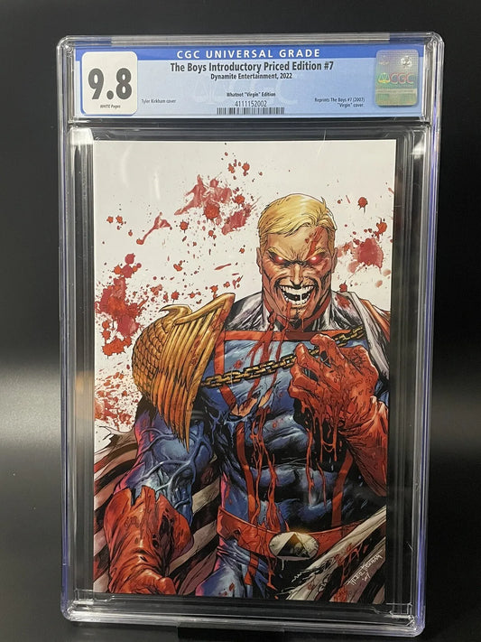 THE BOYS #7 - TYLER KIRKHAM WHATNOT VIRGIN EDITION BATTLE DAMAGE HOMELANDER - CGC 9.8 NM/M