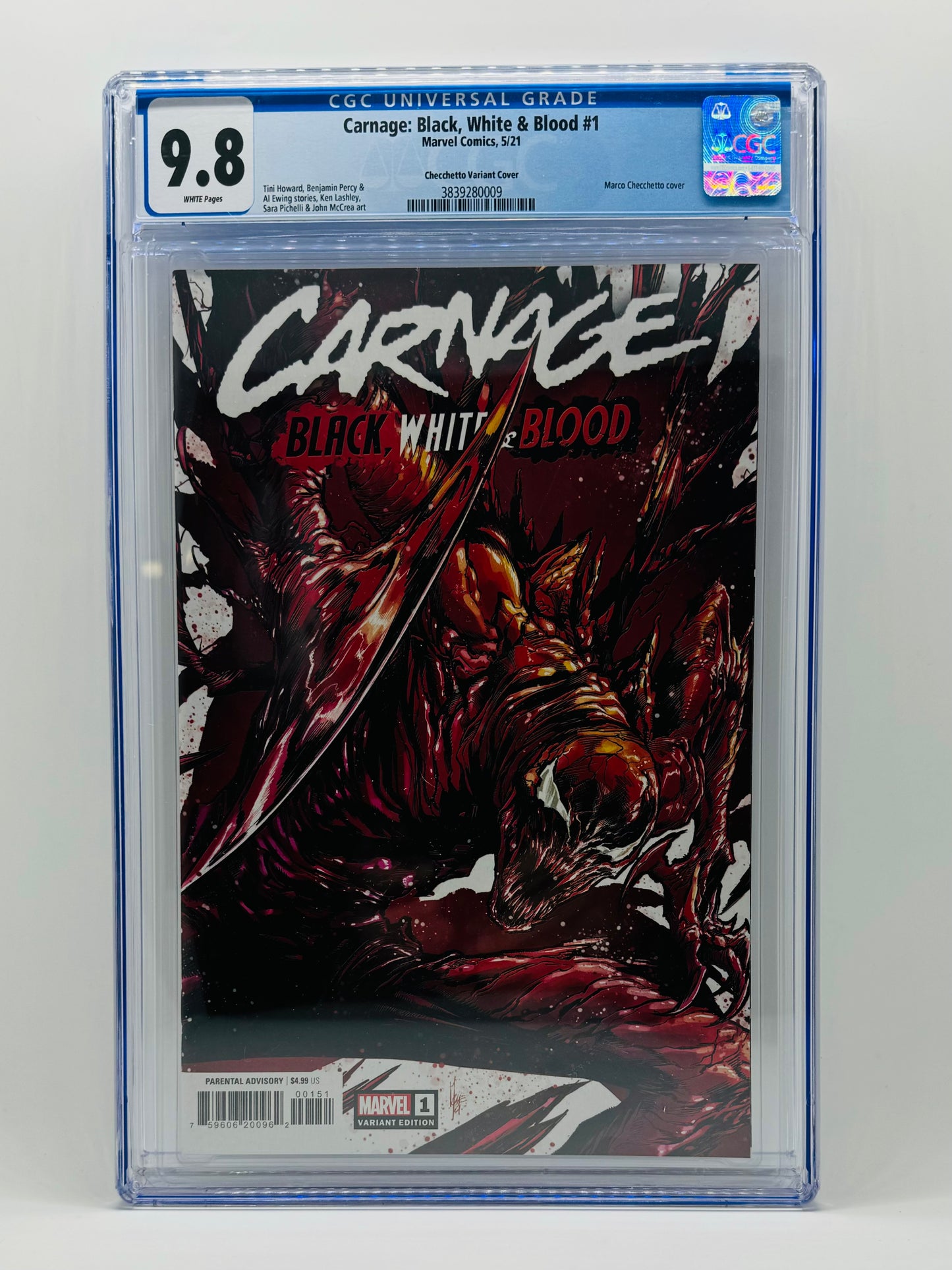 CARNAGE: BLACK, WHITE & BLOOD #1 - CHECCHETTO VARIANT COVER CGC 9.8