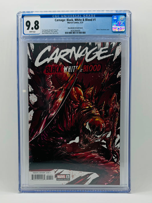 CARNAGE: BLACK, WHITE & BLOOD #1 - CHECCHETTO VARIANT COVER CGC 9.8